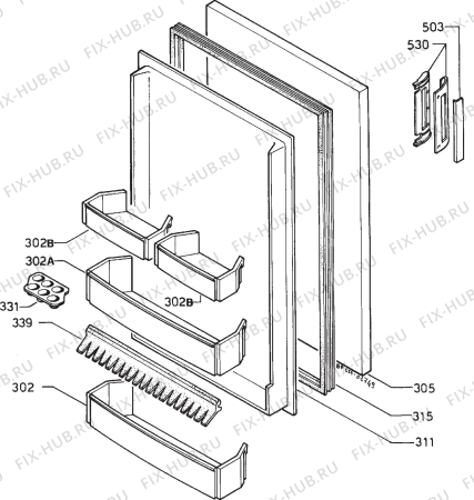 Взрыв-схема холодильника Electrolux RW543G - Схема узла Door 003